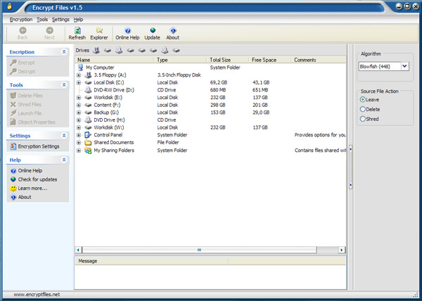 Click to view Encrypt Files 1.5 screenshot